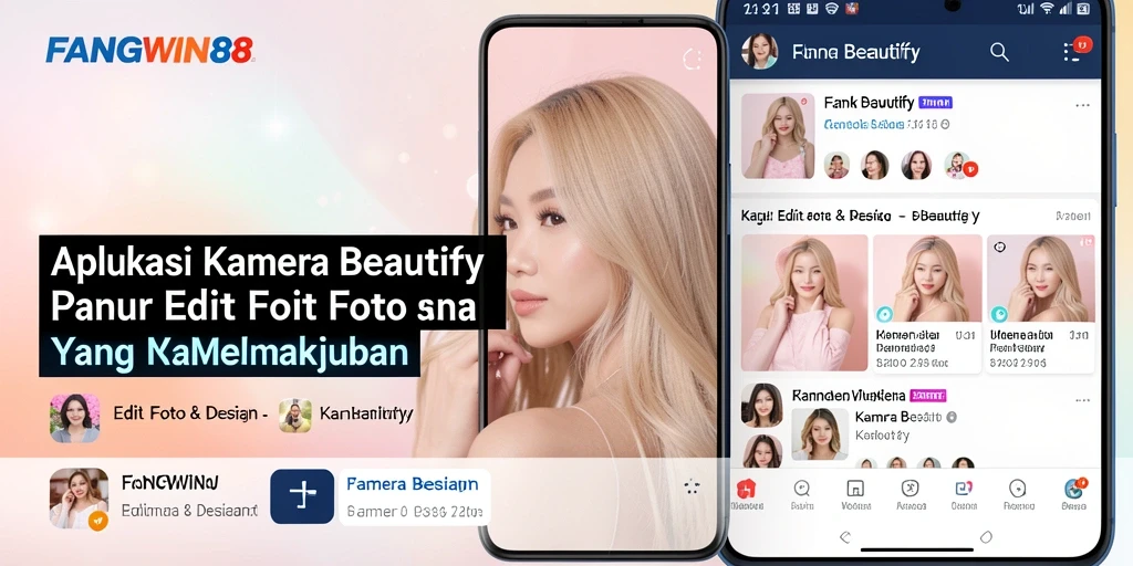 Antarmuka FANGWIN88 yang memukau untuk edit foto dengan fitur Kamera Beautify.