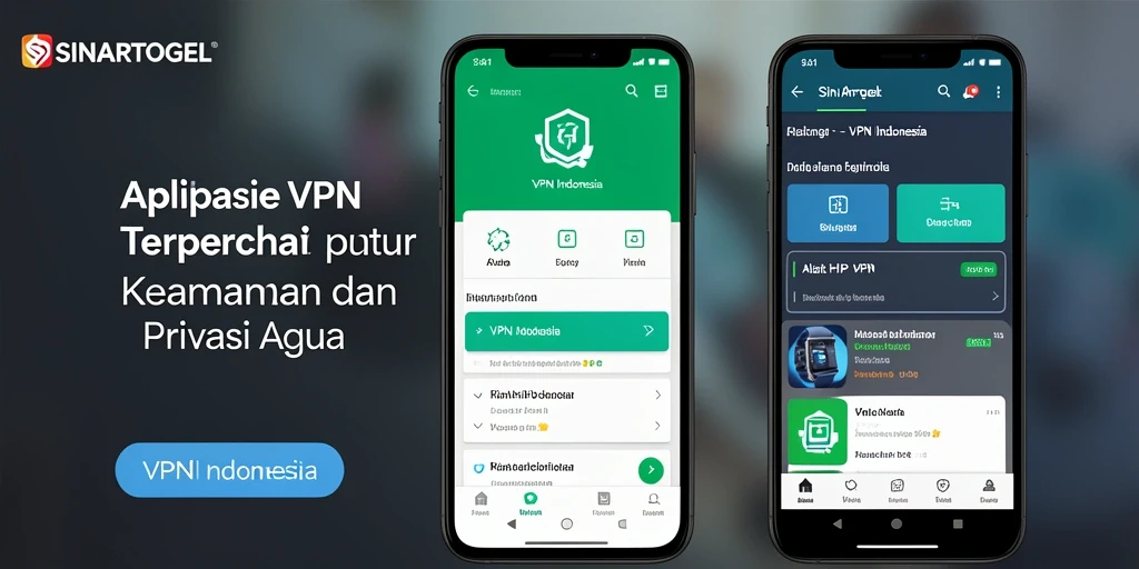 Screenshot antarmuka utama SINARTOGEL yang menampilkan fungsi VPN untuk keamanan.
