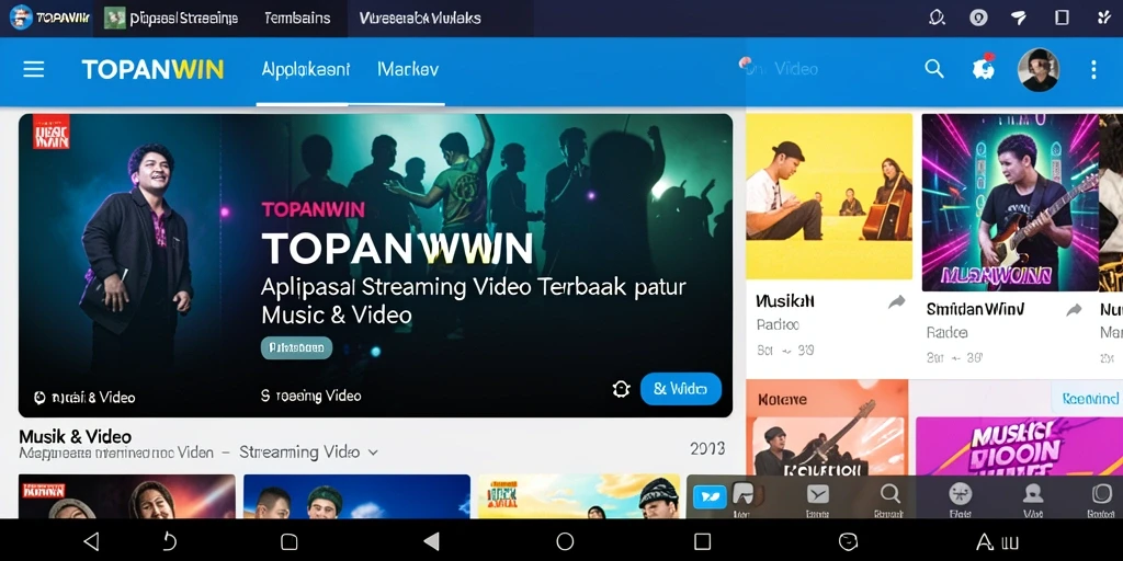 Antarmuka modern aplikasi TOPANWIN untuk Streaming Video.
