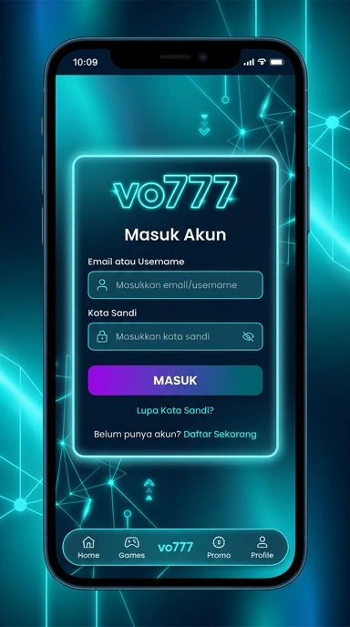 Tampilan halaman login vo777